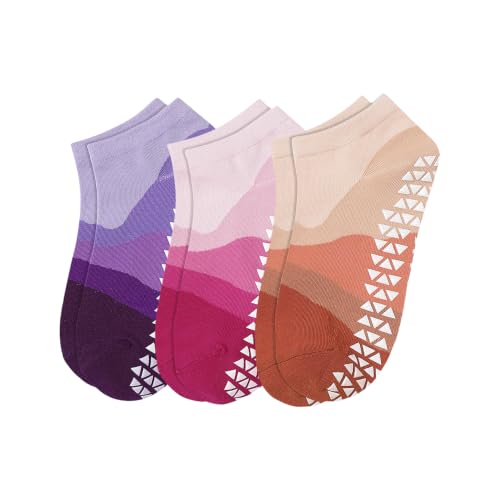 Image of Mint & Oak Pilates Socks with Grips for Women, Ankle Length Non-Slip Yoga Socks, Cotton Ideal For Yoga, Pilates, Gym, Workout, Cute Women's Gift