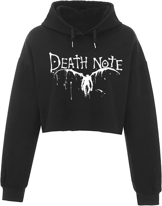 Deathnote Crop Hoodie Women Girl Casual Stylish Latest Black White Lavender Pink Under 399 499-image-48