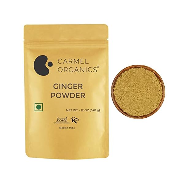 CARMEL ORGANICS Ginger Root Powder (340 Grams)| Zingiber officinale | NON-GMO | No Added Preservatives | Sukku Podi | Dry Sonth/Adrak Powder for Cooking and Health