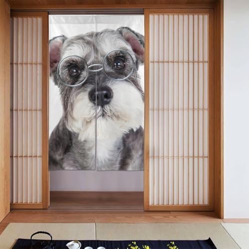 のれん かわいい シュナウザー 犬 おしゃれ 間仕切り ロングカーテン 遮光 のれん 玄関 リビング キッチン 出入り口 幅86cm丈143cm ff84