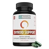 ZHOU Thyroid Support - Thyroid Supplement for Women & Men with Zinc, Iodine, & Selenium, Cellular Energy Thyroid Complex with Ashwagandha, Kelp - 60 Veggie Capsules (Pack of 1)