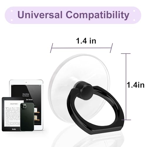 Image of 4 Pack Jsoerpay Cell Phone Ring Holder, Transparent Phone Ring 360Rotation Finger Ring for Phone, Clear Phone Ring Finger Kickstand Compatible with Most of Phones, Tablet and Case, (2 Silver+2 Black)