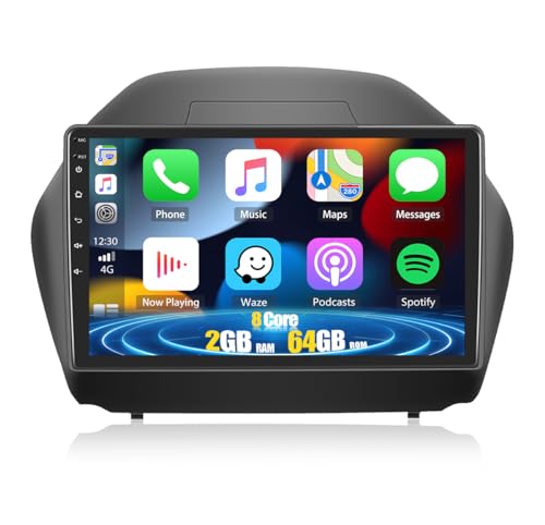 CAMECHO 8 Core Upgrade 2+64G pour Hyundai IX35 2010-2015 Autoradio, Carplay Android 13 Navi Écran Tactile 10