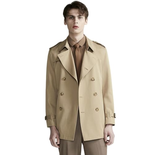 Trench mi-long homme kaki slim fit veste coupe-vent légère printemps XS