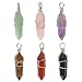 SPUNKYCHARMS Wholesale 6 PCS Assorted Natural Quartz Pendant Wire Wrapped Crystal Healing Chakra Reiki Charm Bulk for Jewelry Making