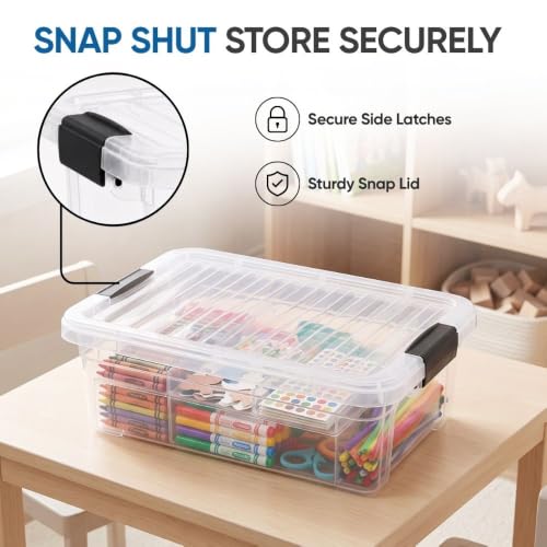 Image of Superio 7.4 Quart Clear Plastic Storage Bin with Lid, Stackable Organizer Box, BPA-Free Storage Container for Home, Garage, School & Office, 1 Pack