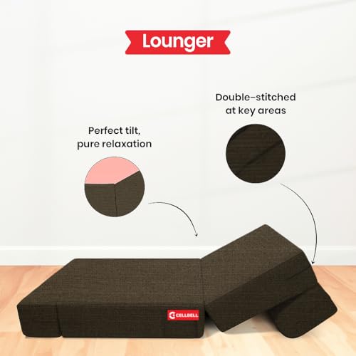 Image of CELLBELL Comfy Sofa Cum Bed 5x6.5 Feet | Foldable Dual Use Couch Bed with Soft Cushions, Washable Fabric Cover & Sturdy Frame | Space Saving Modern Design for Living Room, Bedroom & Guest Use (Grey)