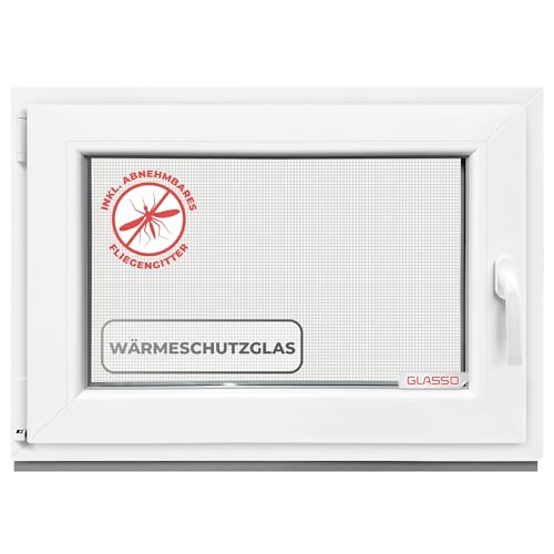 GLASSO Fenster 40x80 cm 3-fach Verglasung - Kunststofffenster 76mm Profil -Din Links-BxH: 400x800mm- Ideal für alle Wohnbereiche | Gartenhaus | Garagenfenster | Kellerfenster Dreh-Kipp-Funktion GLASSO Fenster 40x80 cm 3-fach Verglasung - Kunststofffenster 76mm Profil -Din Links-BxH: 400x800mm- Ideal für alle Wohnbereiche | Gartenhaus | Garagenfenster | Kellerfenster Dreh-Kipp-Funktion