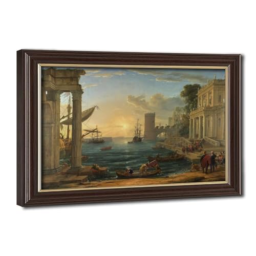 Toile Claude Lorrain Reine de Saba cadre suspendu tableau décoration murale salon bureau 20x30