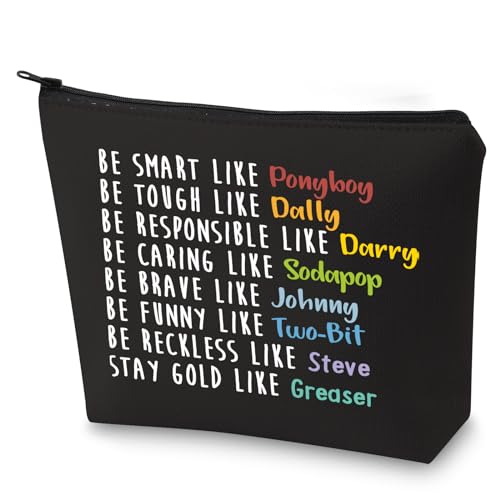 G2TUP Stay Gold Ponyboy Divertente TV Show Ispirato Trucco Bag 80s Film Toiletry Bag Book Lover Regalo, Stay Gold Ponyboy Borsa da trucco nera
