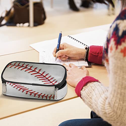 Image of Pardick Baseball Print Big Capacity Pencil Pen Case Sport Large Pencil Pouch with Zipper Compartments Pencil Bag for Boys Girls Adults Student Office School Supplies