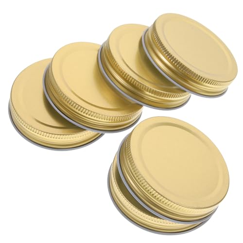 Cabilock 12 Piezas Tapas de Tarro de albañil a Granel recipientes de Comida con Tapas A Prueba de Fugas Tapa de Frasco de Sellado sellar Tapas de conservas hojalata Golden