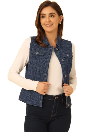 Chaqueta vaquera sin mangas Allegra K con bolsillos cómodos y lavado duradero