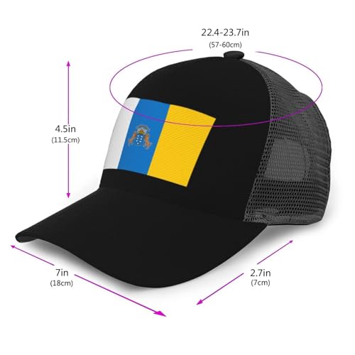Flag of The Canary Islands Unisex Mesh Baseball Caps - Classic Adjustable Hat2
