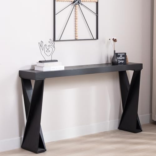 KEIKI 58.3" Console Table with Crossed Legs, Narrow Entryway Table,