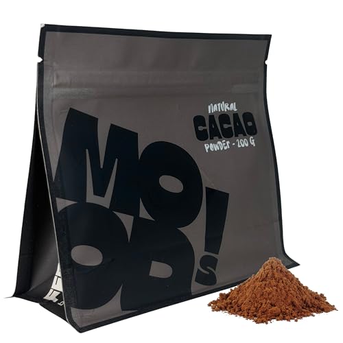 MOODS! Cacao Puro En Polvo 200 g | 100% Cacao Natural Sin Azúcar | No Alcalinizado | Ideal para Chocolate, Repostería y Bebidas