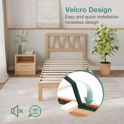 Novilla Twin Bed Frames Wood Twin Size Bed Frame with 8.5 Inch Space Underneath, BedFrame with Headboard Solid Wood Bed Frame Foundation No Box Spring Needed, Easy Assembly by Novilla - Image 5