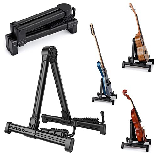 Elsjoy 2 Pack Foldable Multi-Instrument Stand - Folding Holder for Electric Guitar, Acoustic Guitar, Ukulele, Violin, Banjo - Portable and Lightweight