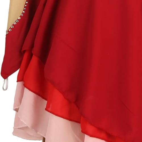 Vestido de patinação no gelo feminino de malha de strass vestido de ginástica competição vestido esp