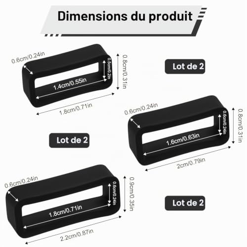 Gosknor 6pcs Passant de Bracelet de Montre, 14mm 16mm 18mm Bracelet de Montre en Silicone Boucle de Remplacement pour Attaches de Bracelet de Montre pour Montres de Sport Intelligentes (Noir) – vue 2