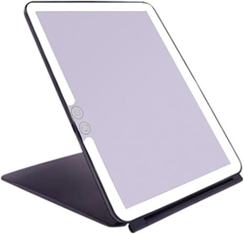 deweisn - Espejo de viaje plegable iluminado para maquillaje con 72 LED, 3 modos de colores de luz, recargable por USB, baterías 1800mA, portátil,