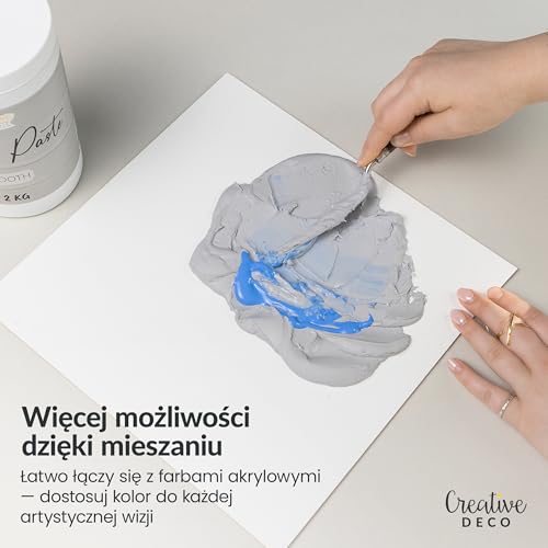 Creative Deco Pasta Strukturalna Gruboziarnista 2kg | Szara Drobna Masa do Projektów Plastycznych Malowania Akrylami | Łatwa do Użycia za Pomocą Szpachelki Szpatułki | do Efektów 3D Struktur Faktur
