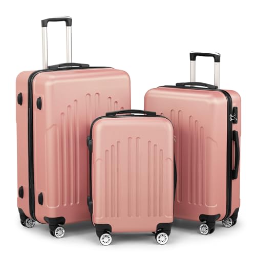 Luggage Set of 3, ABS+PC Hardside Suitcase Sets with TSA Lock 4 Spinner Wheels, Lightweight Trolley Travel Case for Carry On Check-in Business Trip, 20