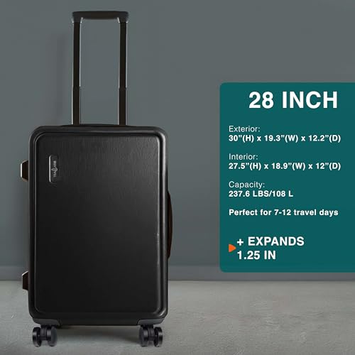 Image of 28 Inch Luggage with Spinner Wheels, Hard Shell Suitcase with TSA Locks for Luggage, Travel Large Suitcase, Expandable Hard Shell Suitcases, Black