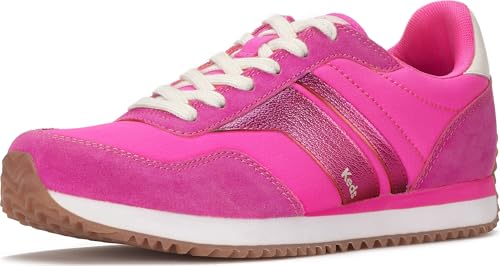 Keds Women's Rena Lace Up Fashion Sneaker, Neon Pink Nylon/Leather,
