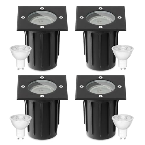 Goodia Spot Led Encastrable sol Carré Pour Gu10, Spot Encastrable Exterieur IP67 Étanche 3W 230V 3000K Blanc Chaud, Spot Led Encastrable Exterieur pour...