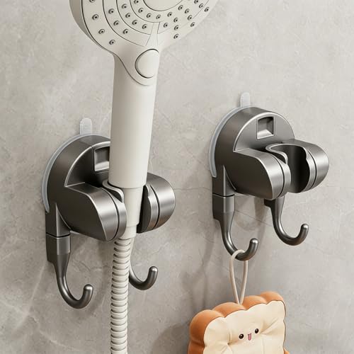 No-Drilling Suction Cup Shower Head Holder - Heavy Duty Adjustable Bathroom Hook for Handheld Showerhead, Tool-Free Installation, Rustproof and Removable for Easy Cleaning