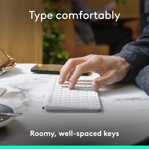 Image of Logitech Keys-to-GO 2 Portable Wireless iPad Keyboard with Built-in Cover, Slim and Compact Bluetooth Keyboard for iPad, iPhone, Mac, and Apple TV, Easily Switch with Devices - Pale Grey