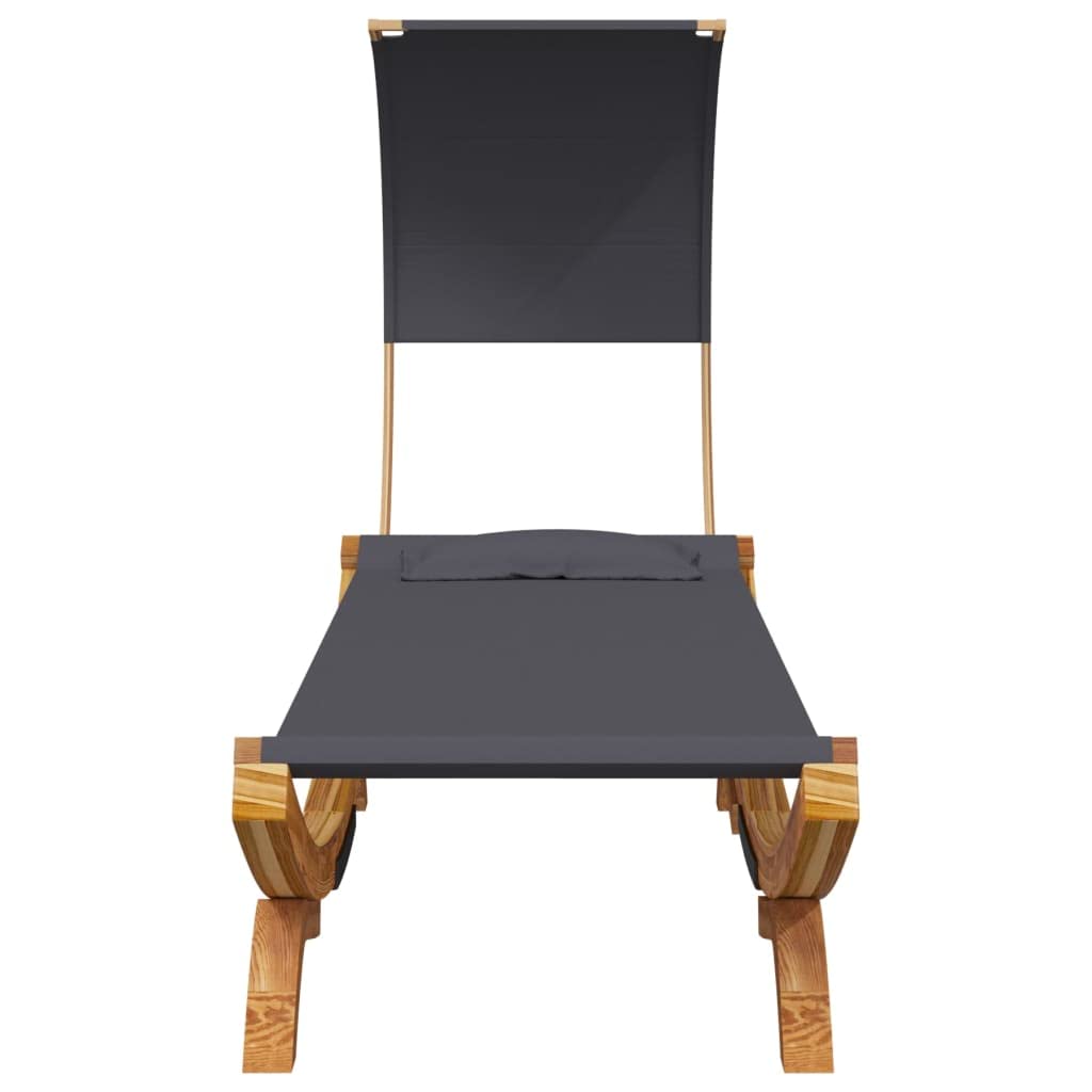 Lettino prendisole con tetto, lettino da giardino in legno massello, 100 x 200 x 126 cm, antracite, letto per esterni, letto per rilassamento, isola lounge per terrazza, balcone e piscina