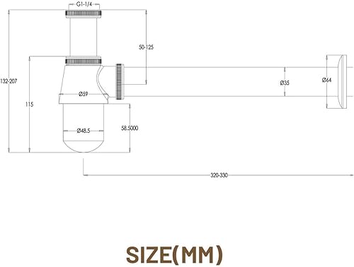 Miniatura 9 de Trampa clásica para botellas, fregadero cromado, tubo de desagüe de baño de 1-14 pulgadas, kit de tubo de drenaje de entrada deslizante