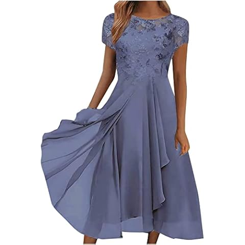 RMBLYfeiye Abendkleid Lang V-Ausschnitt Blumen Bedruckt Spitzenärmel Brautjungferkleid Lange Ärmel Plissiertes Chiffon Kleid Abschlusskleid Abendkleider Elegant Cover