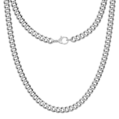 Silvadore 6Mm Cuban Link Chain For Men - Men's Thick Curb Silver Necklace - Super Strong Stainless Steel Tone Diamond Cut Neck Jewelry - Birthday Gifts For Men Dad Husband Guys - 18 20 22 24 Inch Uk #TOP4