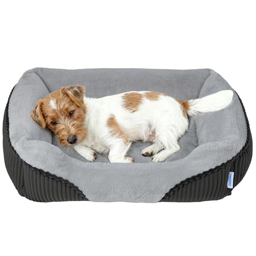 Washable Orthopedic Dog Bed - Soft Calming Pet Cuddler with Anti-Slip Bottom, Durable Plush Puppy Bed for Sleeping and Resting, Medium(25"x21"x7")