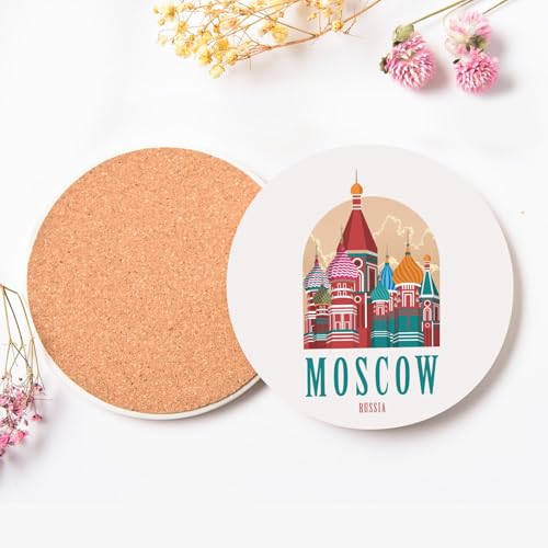 Sous verre ronds en céramique protection table décoration moscou - 4