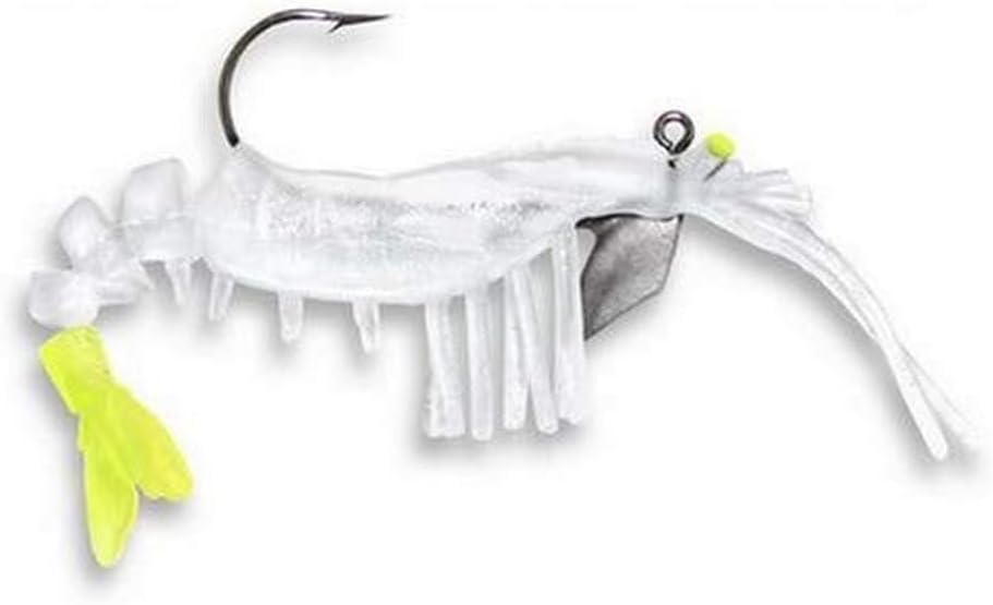 Egret Baits E-VSG35-14-37 3.25" Vudu Glow Shrimp 2/Pk, Glow/Cha