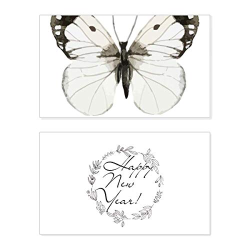 Tarjeta de felicitación de Año Nuevo con exclusivo diseño de mariposa blanca