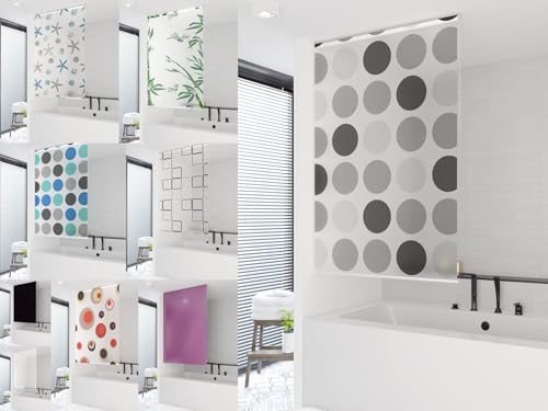 probath Basic Duschrollo Verschiedene Motive 13 Breiten zur Wahl Duschvorhang Schwarz Grün Weiss Transparent Blau Hellgrau (Weiss, 140x240 cm)