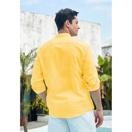 Image of Vida Loca Men Full Sleeve Solid Cotton Blend Straight Slim Fit Kurta Shirt for Men's.