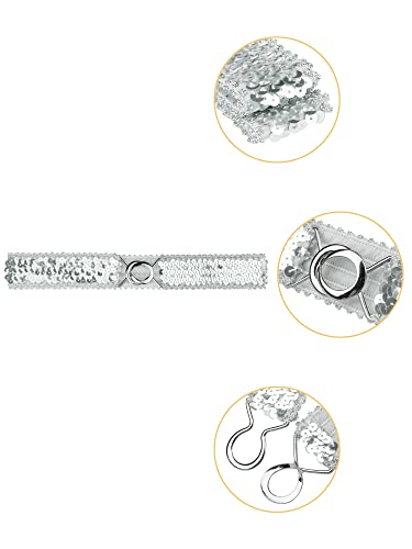 Allegra K Womens Glitter Skinny Stretchy Waist Belts Sequins Decor Elastic Belts for Dresses2