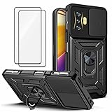 Capa para Xiaomi Poco F4 GT Capinha - com 2 películas temperadas, proteção para a câmera e suporte de metal para o telefone - Preto