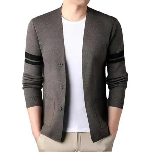 Men's V-Neck Patchwork Knitted Cardigan Casual Long-Sleeved Thin Shawl Sweater2