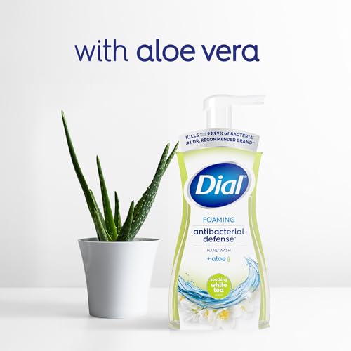 Image of Dial Antibacterial Foaming Hand Wash, Soothing White Tea, 7.5 fl oz | Helps maintain soft hands, Gentle for frequent use, No parabens or phthalates, Dermatologist tested