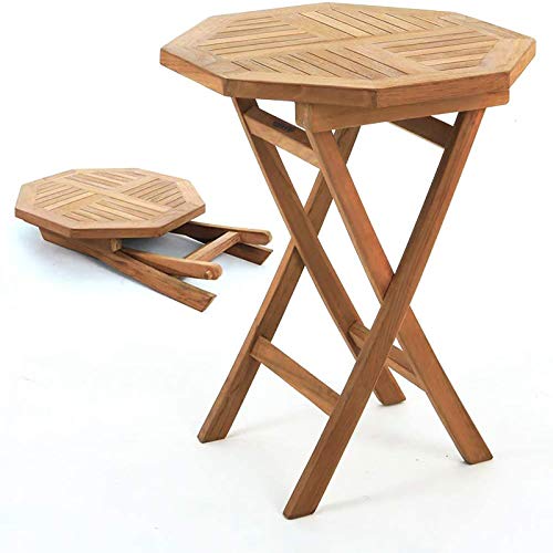 Livinia Teak Bandar Octagonal Folding Mini Table 500, Teakwood Portable Outdoor Picnic Party Dining Camping Table