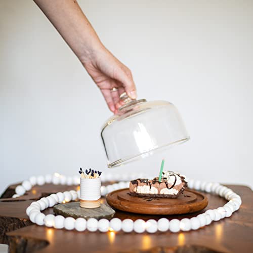 Decorative Ceramic Match Holder With Striker. For Kitchen, Fireplace & Bathroom. Cute Modern Matchstick Storage Jar For Lighting Candles & Burning Incense. Great Household Gift. White & Tan Cylinder #TOP3