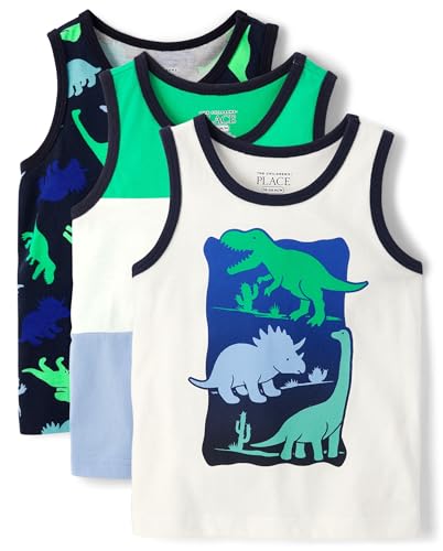 The Children's Place,Baby Boys,and Toddler Sleeveless Tank Top,Atomic Blue 3-Pack,9 Months,12 Months