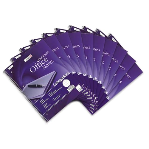 Landre Office 100050245 Notebook A4 80 Pages Quadrille-Ruled with Margin, 70 g/m² Pack of 10 Spiral-Bound Notepad "Office"